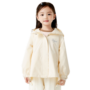 巴拉巴拉童装儿童外套女童连帽软壳衣秋甜美百褶上衣百搭小童衣服