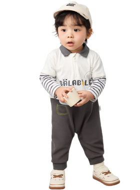 巴拉巴拉婴儿连体衣春秋装假两件