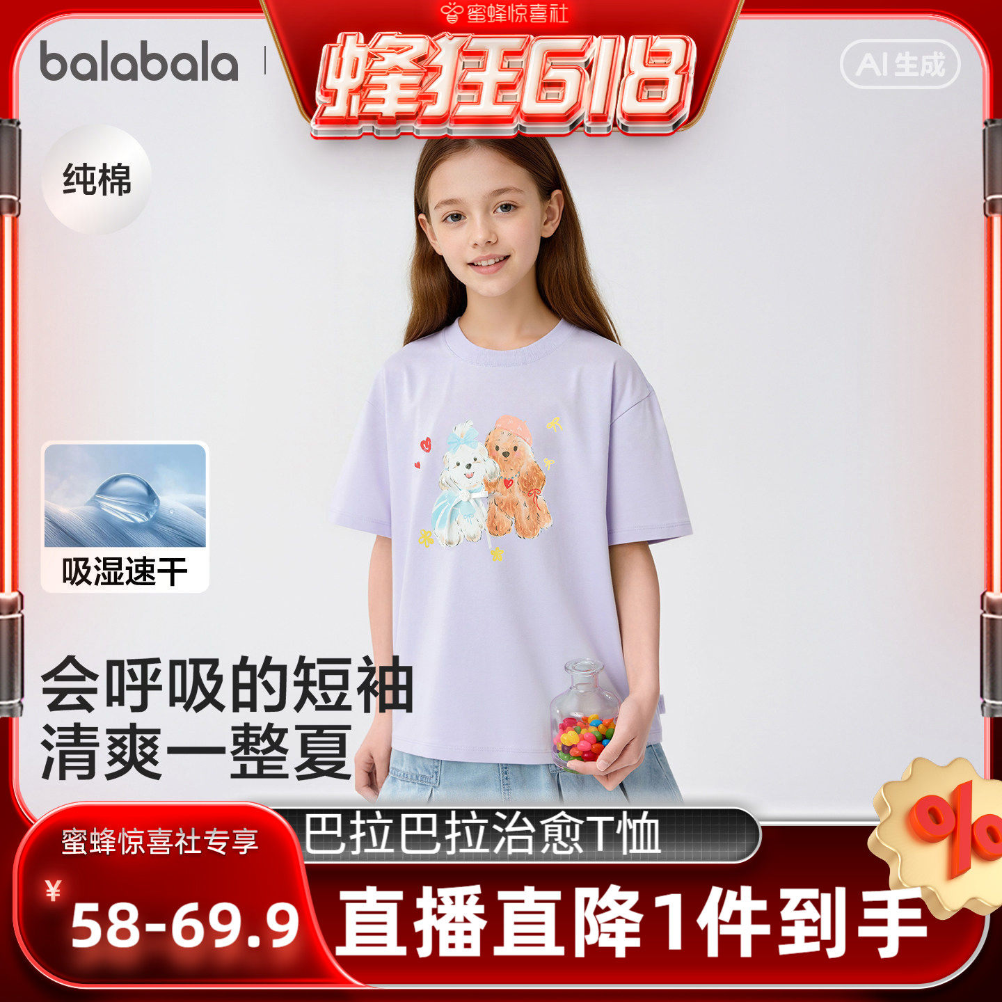 巴拉巴拉balaOne短袖t恤女童上衣