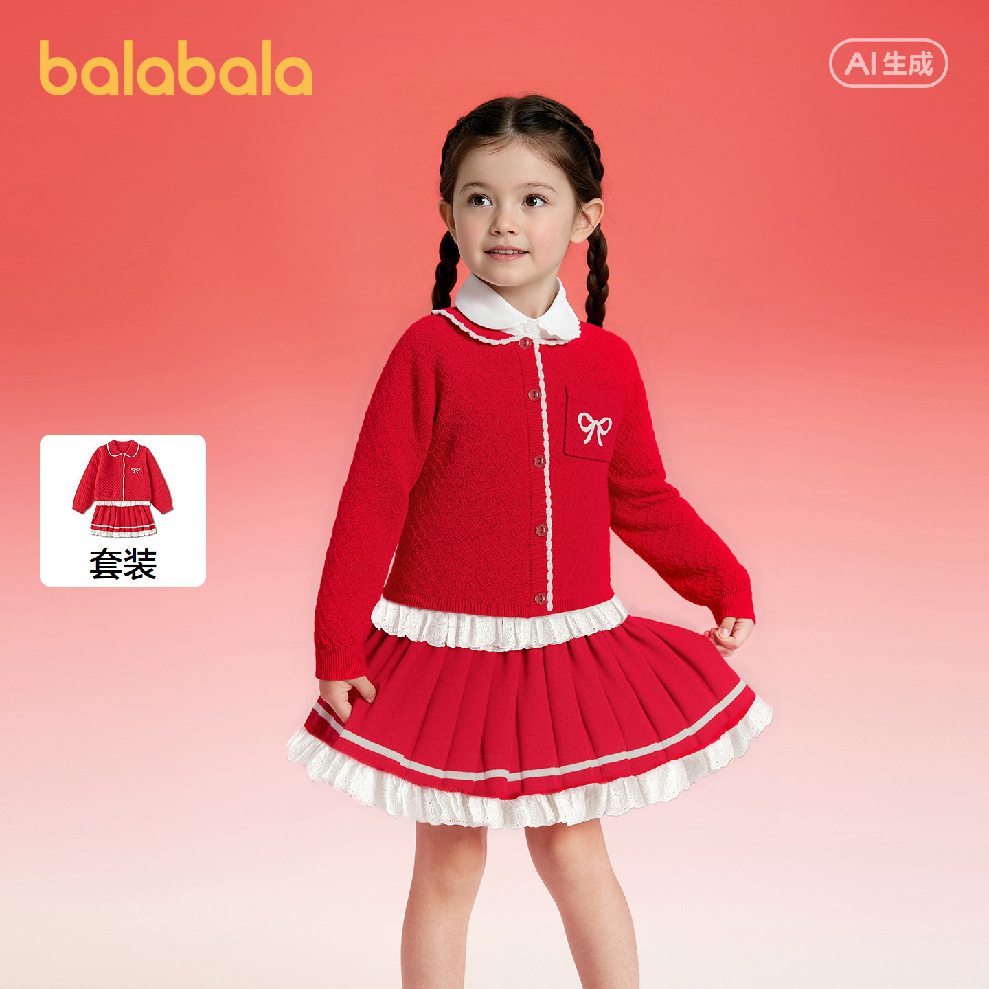 【商场同款】巴拉巴拉童装套装女童2026年新款春秋装新红色拜年服,童装/婴儿装/亲子装,套装,淘宝优惠券,粉丝福利购,淘宝优惠卷