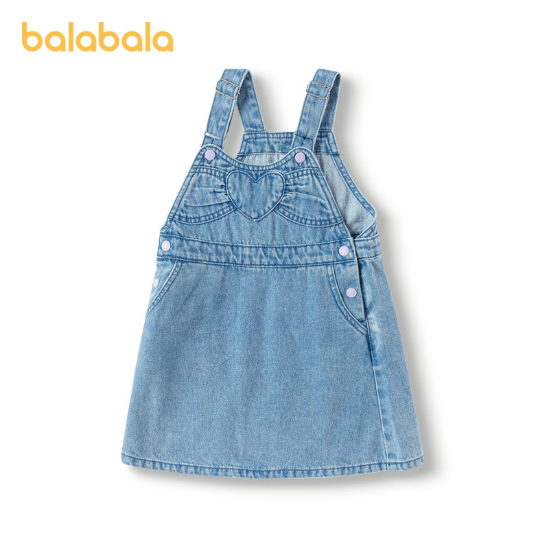 巴拉巴拉童装儿童连衣裙女童春秋装时尚牛仔背带裙小童宝宝洋气甜