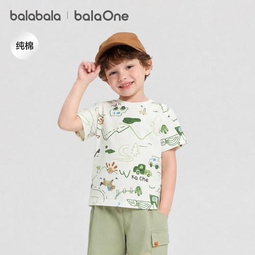 巴拉巴拉balaOne短袖t恤满印童装