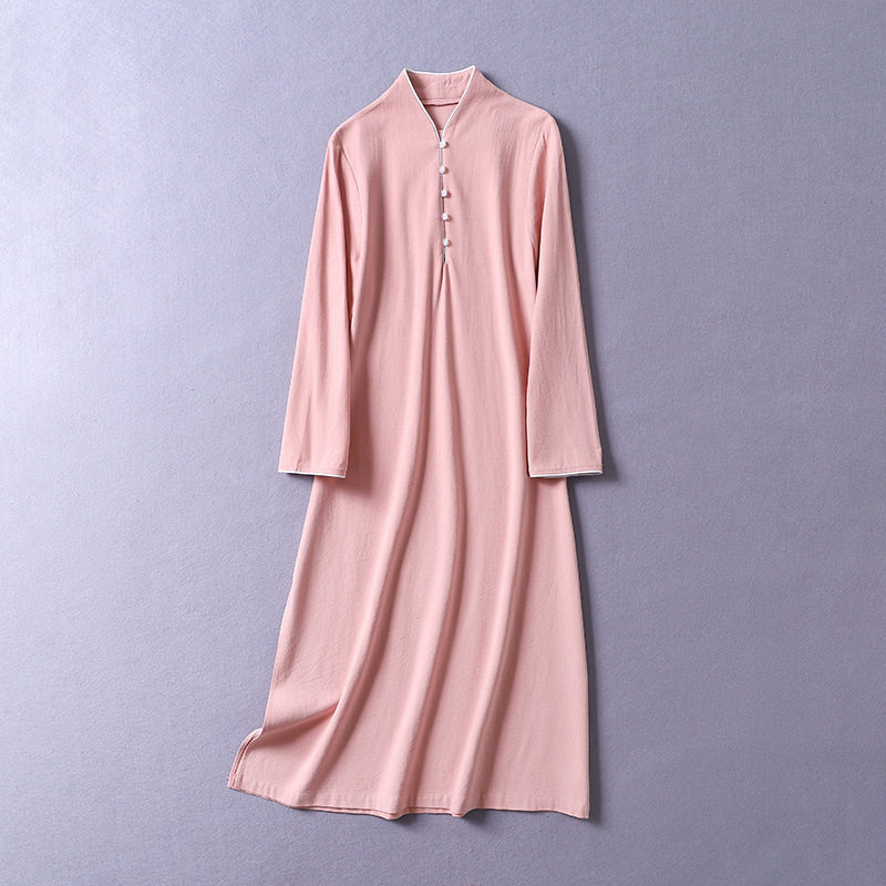 禅意改良旗袍禅茶服连衣裙秋冬