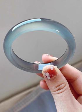 正品玉镯库里蓝玉髓高冰女