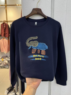 休闲妈妈装 2026韩版 洋气上衣烫钻绣花遮肉单衣 圆领卫衣小衫 春季