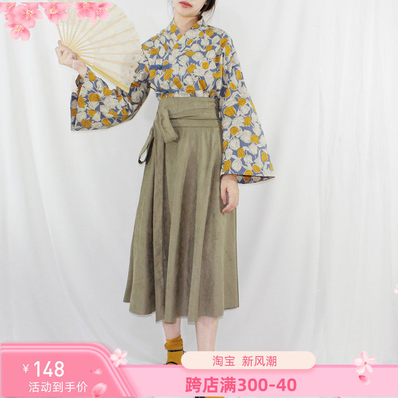 伊甸原创 小清新碎花少女中式上衣盘扣喇叭袖汉元素汉服