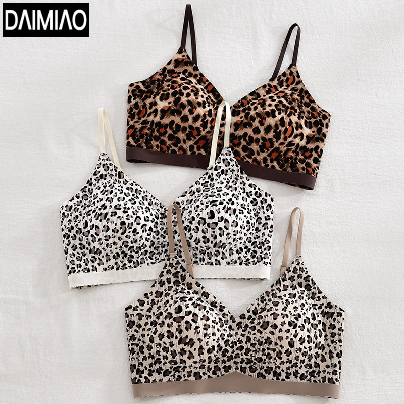 1885无痕豹纹美背内衣女文胸小胸聚拢内搭可外穿纯欲裹胸夏薄款