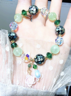 热销百搭天然新款葡萄石鲍贝手链时尚个性手链