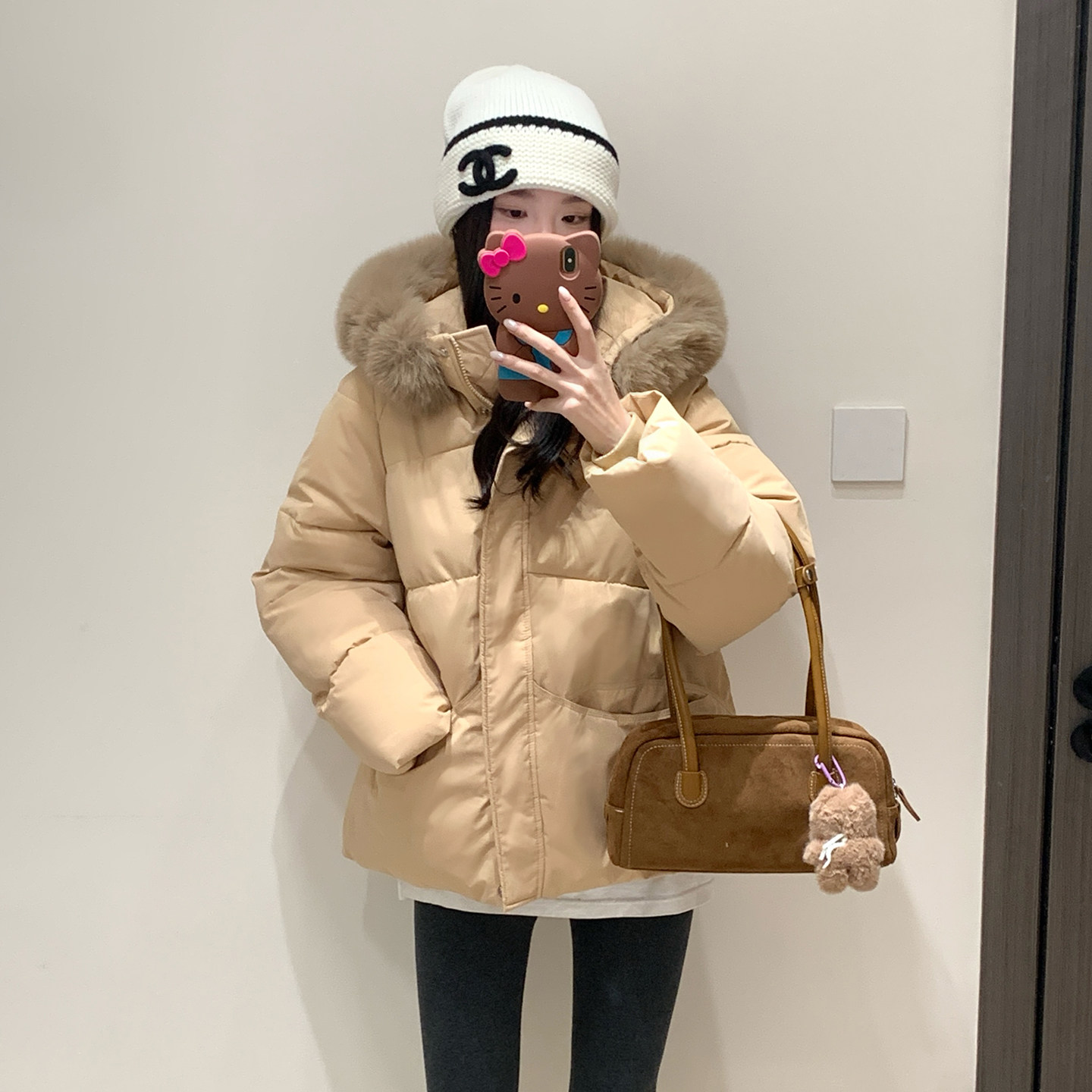 短款毛领棉服女冬季加厚面包服年轻妈妈宽松大码小个子棉衣外套潮