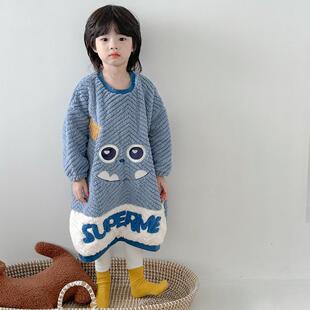 男童冬季睡袍珊瑚绒儿童睡裙男孩秋冬款女童中大童保暖睡袋防踢被