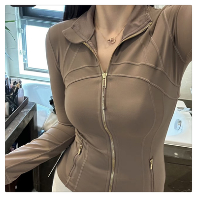 新款金色拉链立领define瑜伽服修身显瘦运动夹克女运动跑步外套