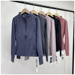 2024秋冬立领半拉链运动外套女跑步训练长袖紧身健身瑜伽服上衣