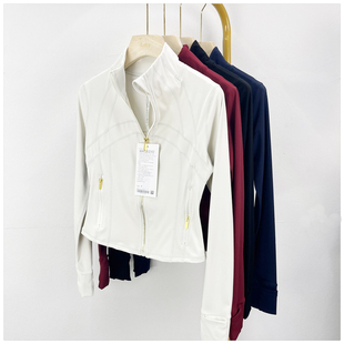 Define金拉链立领短款瑜伽外套运动瑜伽服显瘦运动夹克露斯威夫