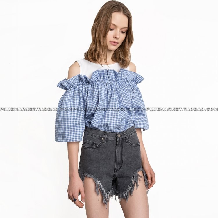 pixiemarket宽松欧美套头短袖棉