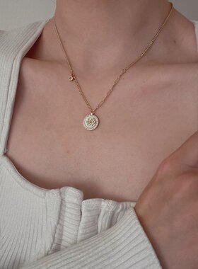 pixiemarket欧美时尚小众超仙森系花朵项链真贝壳山茶花锁骨链女