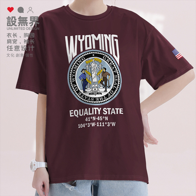 美国洲徽Wyoming怀俄明州短袖T恤
