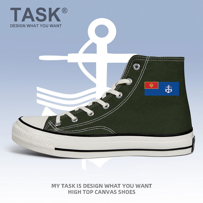 黑山montenegro海军高帮帆布鞋男女国家板鞋部队军迷新款设 无界