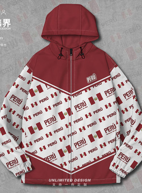 秘鲁Peru国国旗徽章夹克棉服男女满印立领定制潮牌秋棉衣设 无界