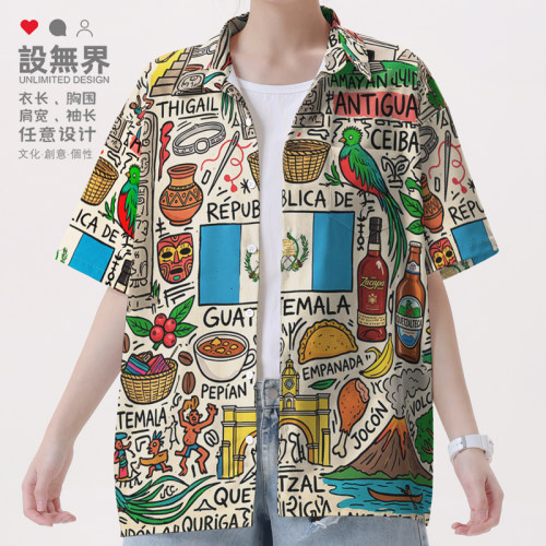 危地马拉美洲玛雅遗址旅行风衬衫