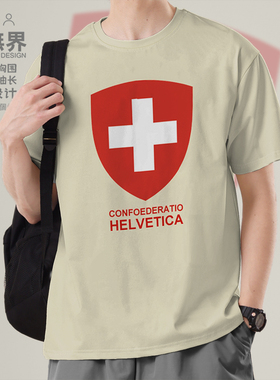 瑞士Switzerland纯棉短袖T恤男女休闲运动国家衣服夏季20设 无界