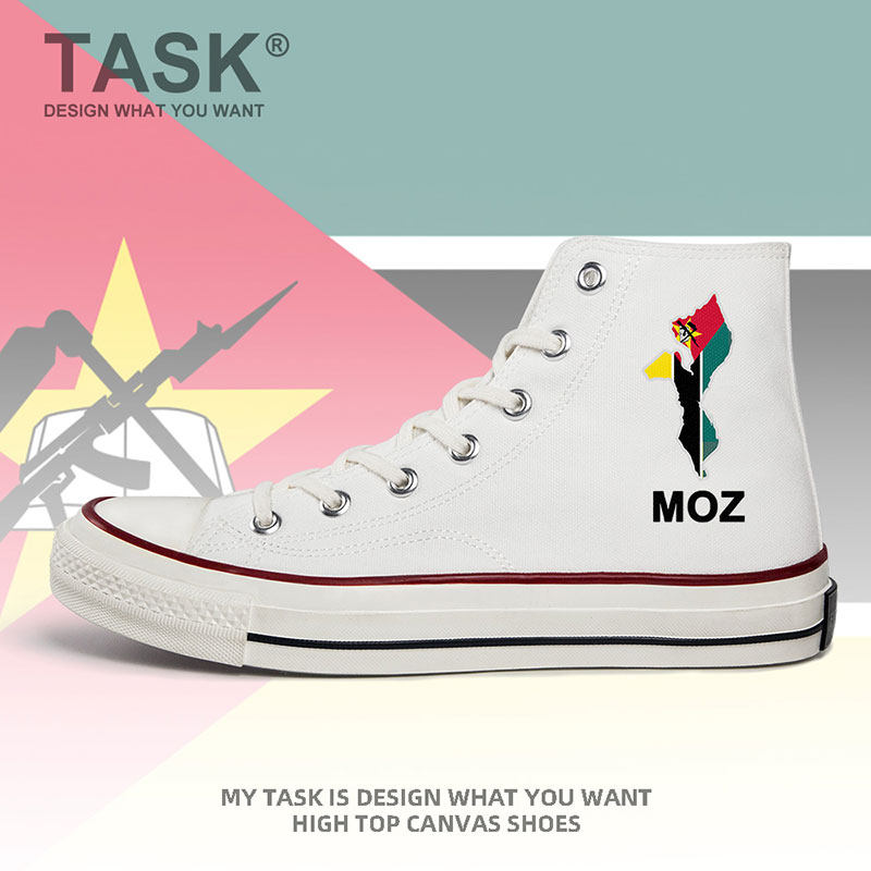 莫桑比克mozambique高帮帆布鞋男女国家地图系带板鞋鞋子设 无界