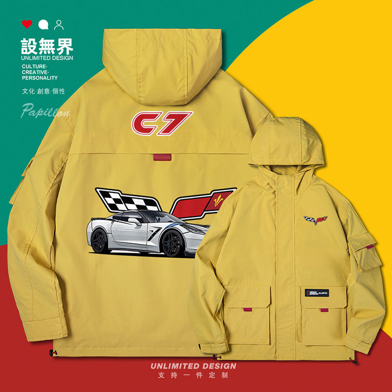 雪佛兰科尔维特C7美式肌肉跑车车迷连帽夹克男女帽衫0001设 无界