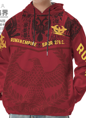 古罗马帝国SPQR历史文明复古连帽卫衣男女潮流帽衫冬0015设 无界