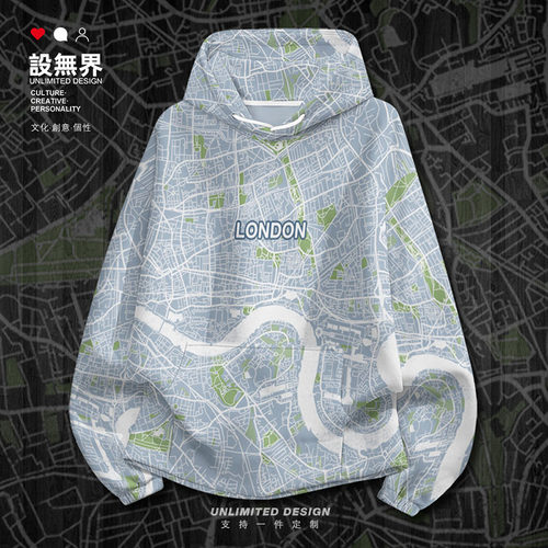 英国首都伦敦国外城市地图满卫衣