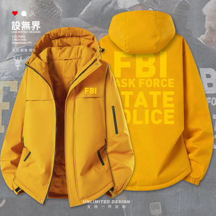 FBI美国联邦调查局探员个性国家加厚棉服男女棉衣外套0018设 无界
