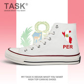 秘鲁Peru高帮帆布鞋 无界 休闲潮流系带设 男女国家地图硫化鞋 夏季