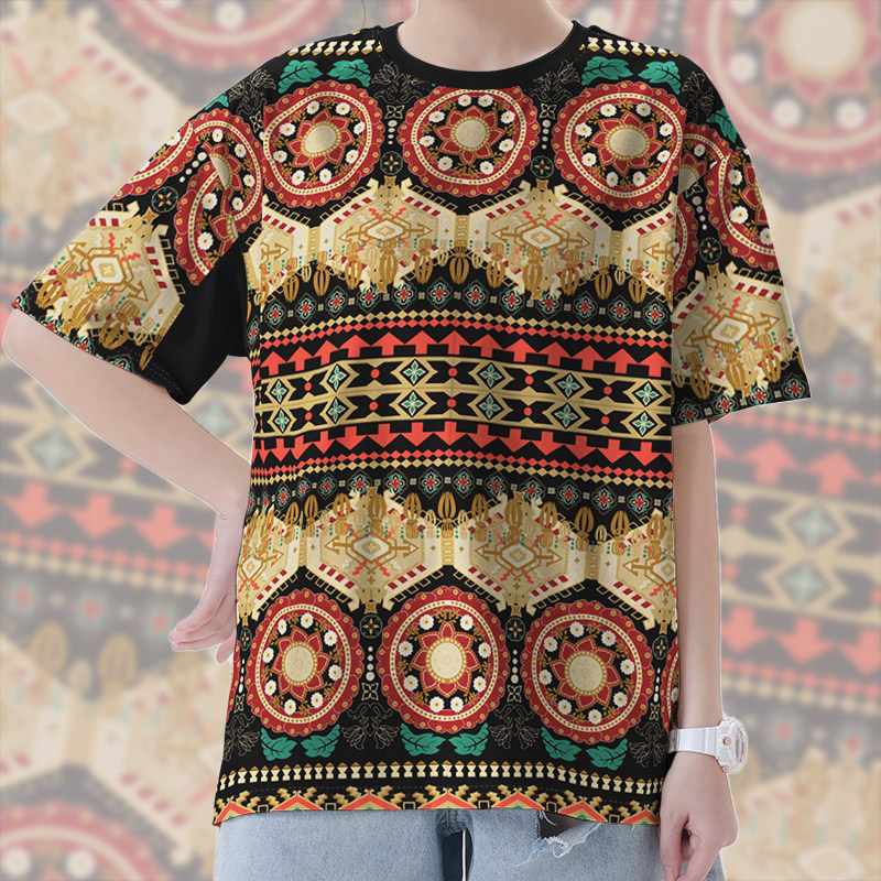 少数民族维吾尔族新疆花纹图案速干T恤男女民族风服饰000C设 无界