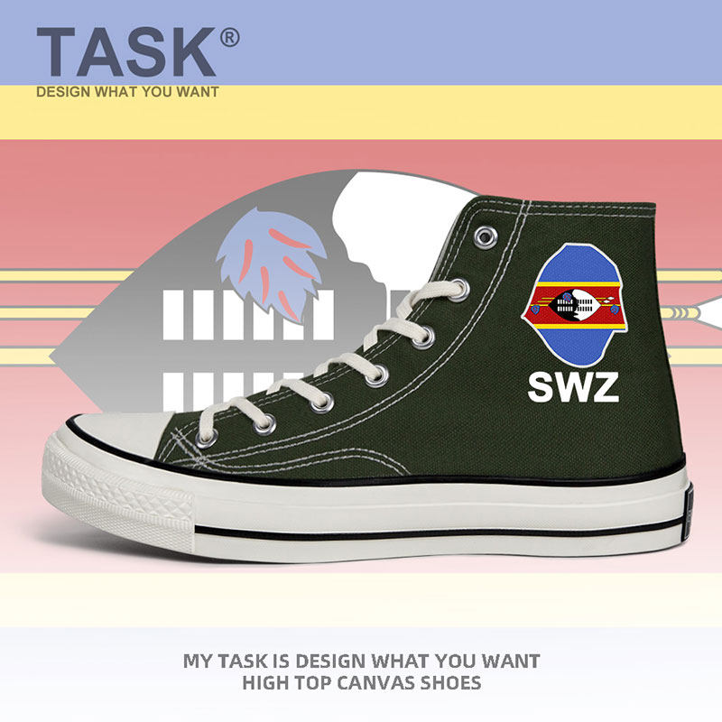 斯威士兰swaziland高帮帆布鞋男女国家地图学生夏板鞋透气设 无界