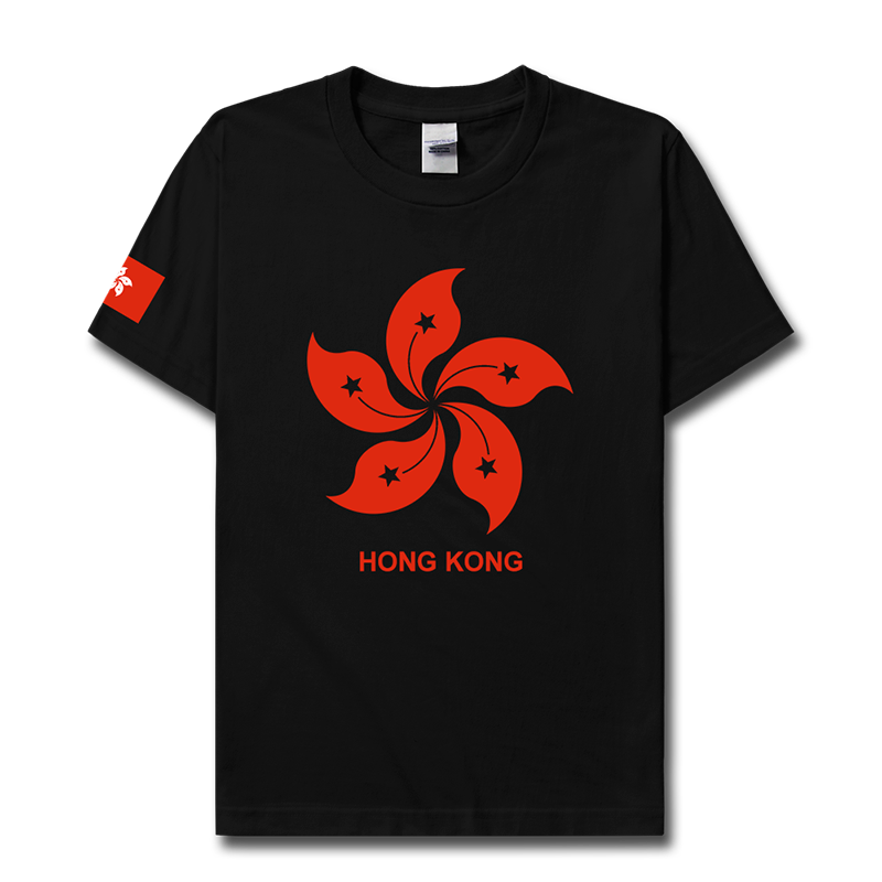 中国香港Hong Kong地区紫荆花印花短袖T恤男女学生体恤夏设 无界