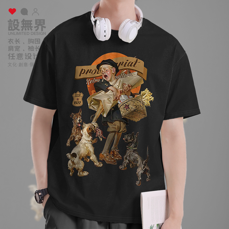 苏联CCCP小孩与狗狗复古潮牌T恤