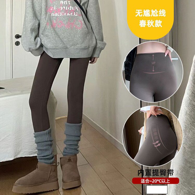 灰色打底裤女外穿2025新款春秋款高腰显瘦小个子紧身弹力铅笔裤子