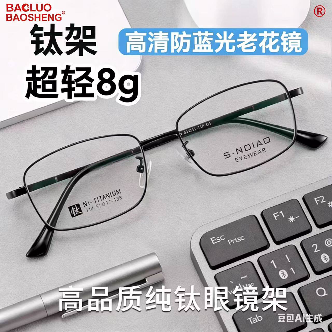 男士纯钛高清防蓝光老花镜抗疲劳防辐射中老年老花镜保护双眼