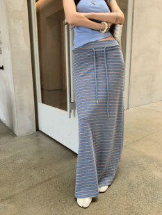 2026夏季 HOLDER 条纹抽绳松紧腰鱼尾半身裙 5709 百搭显瘦长裙
