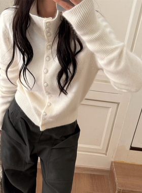 HOLDER ME 立领纽扣纯色毛衣开衫外套 秋冬百搭宽松慵懒显瘦S5368