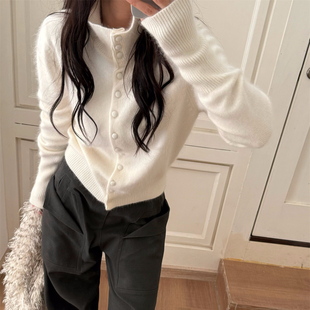 外套 立领纽扣纯色毛衣开衫 秋冬百搭宽松慵懒显瘦S5368 HOLDER