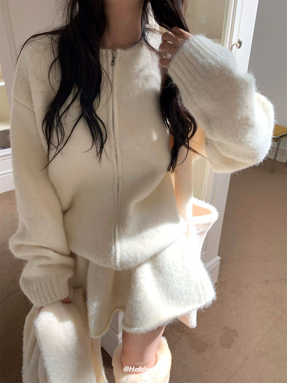 HOLDER ME 韩系毛衣半身裙两件套 秋冬季宽松慵懒显瘦套装女 5371