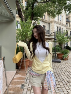 HOLDER ME 大V领显瘦长袖针织开衫 2026夏季韩版宽松百搭上衣5685