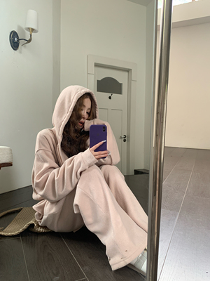 HOLDER ME 纯色连帽外套卫裤两件套2025秋冬百搭显瘦开衫套装5557