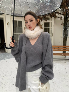 外套两件套2025新款 HOLDER 毛衣开衫 V领背心 秋冬显瘦上衣5399