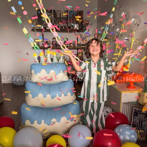 超大氛围感60寸蓝色铝膜蛋糕气球