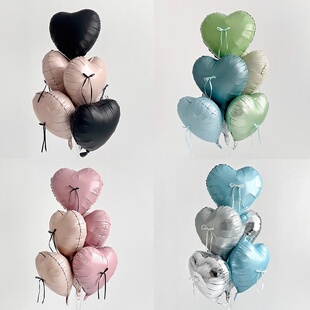 彩色18寸爱心气球生日布置气球道具氛围感场景拍照道具订婚结婚