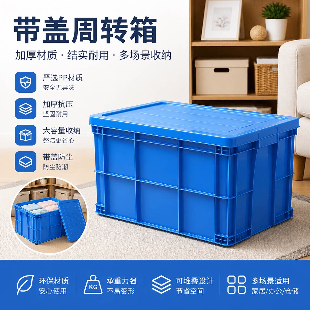 塑料周转箱子长方形加厚带盖大号养储物收纳箱龟缸物流胶框胶箱图片