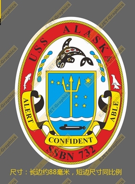 SSBN-732 阿拉斯加号弹道导弹核潜艇 徽章 车贴 行李箱贴