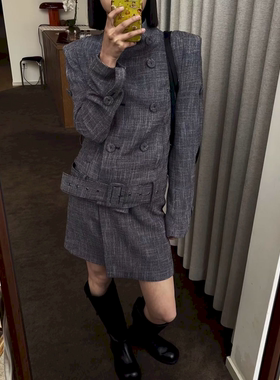 法式复古显瘦外套半身裙套装秋季