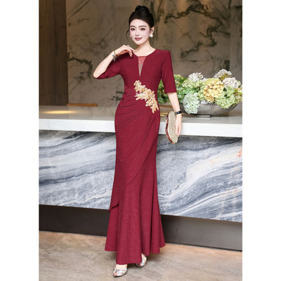 喜妈妈重工钉珠鱼尾礼服裙