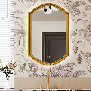 智能浴室镜LED梳妆异形镜子法式风异形卫生间镜复古不规则装饰镜